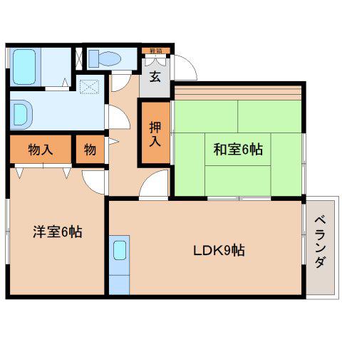 グリーンコート III(2LDK/1階)の間取り写真