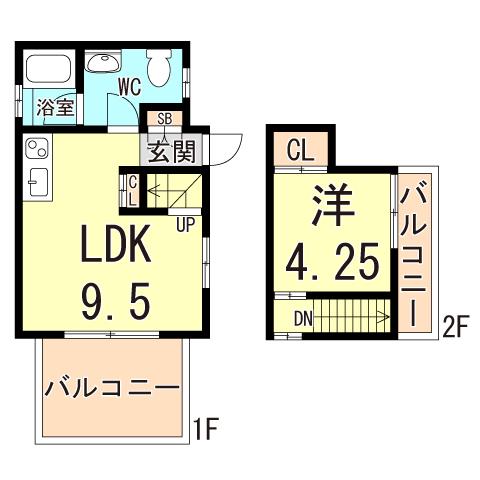 アジール・デュオA・B(1LDK/1階)の間取り写真