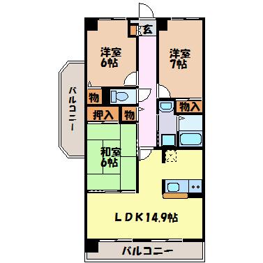 イースト・リバージュ(3LDK/5階)の間取り写真