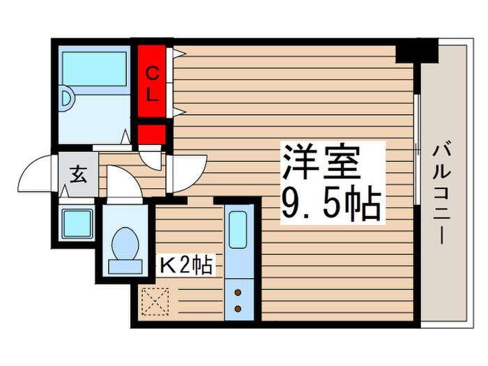 レニエ・ラ・ヴェルトゥ(1K/4階)の間取り写真
