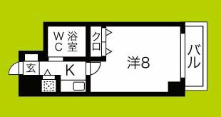 ロータリー天神橋(1K/9階)の間取り写真