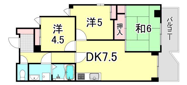 ロイヤルメゾン鹿塩弐番館(3LDK/4階)の間取り写真
