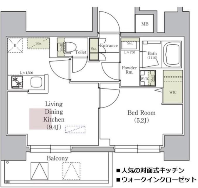 アーバネックス南森町イースト(1LDK/2階)の間取り写真