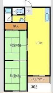 三進マンション(2LDK/3階)の間取り写真