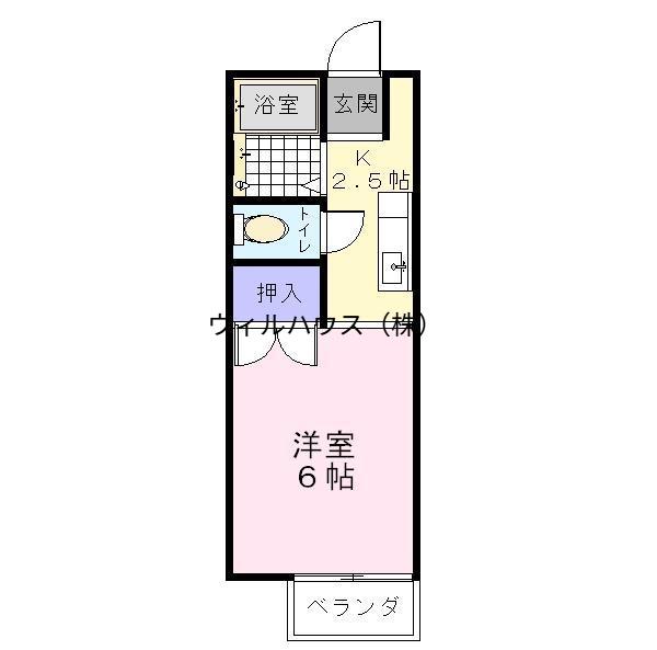 セジュールF B棟(1K/1階)の間取り写真