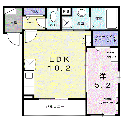 プリマヴェーラ ドゥエ(1LDK/2階)の間取り写真