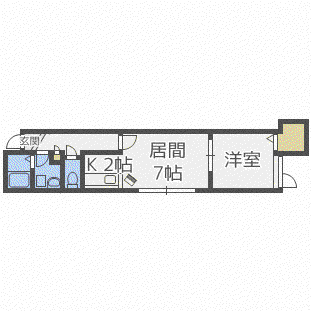ユートーン(1LDK/2階)の間取り写真