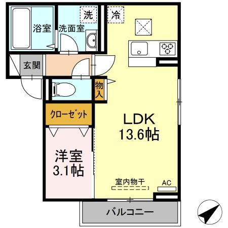 グランシャリオ本庄(1LDK/1階)の間取り写真