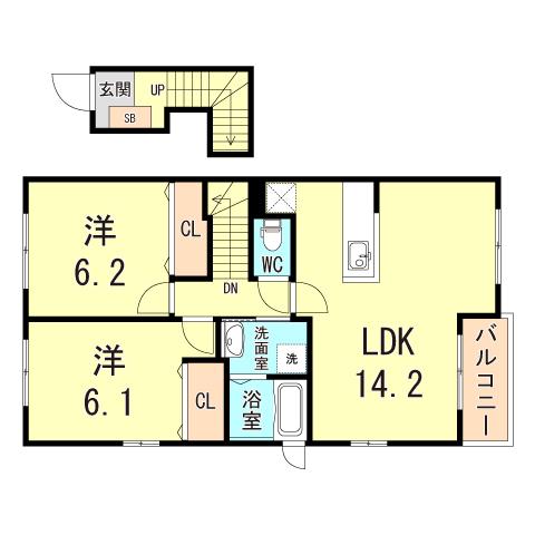 シャトー・シモハタ3(2LDK/2階)の間取り写真