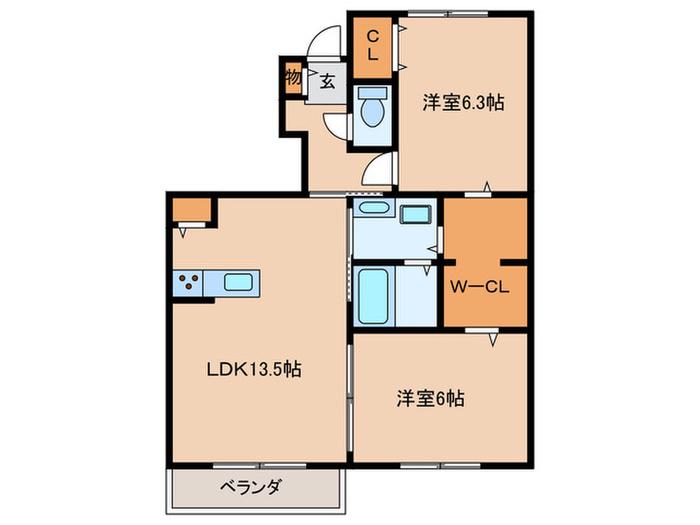 SUN KYOTO(2LDK/1階)の間取り写真