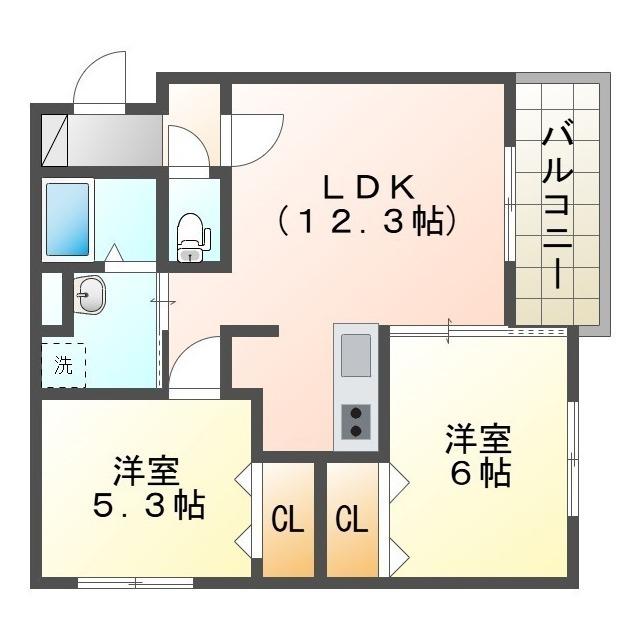 マヌカータ・メイ(2LDK/1階)の間取り写真
