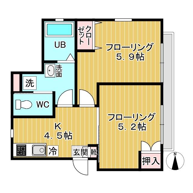 馬橋311(2K/1階)の間取り写真