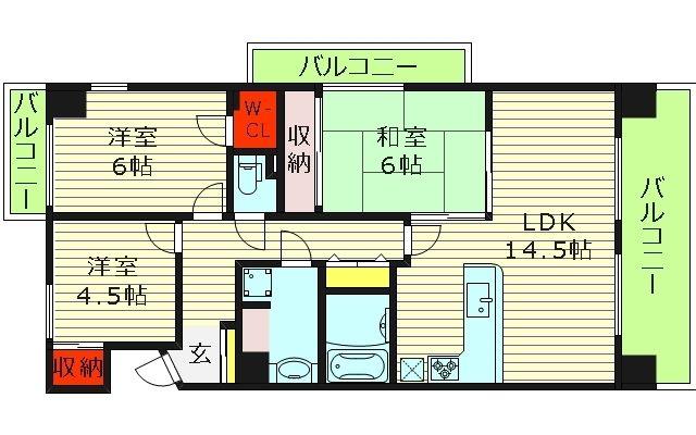 パードレ関目(3LDK/6階)の間取り写真