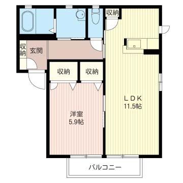 モナ・ヴェイル(1LDK/2階)の間取り写真