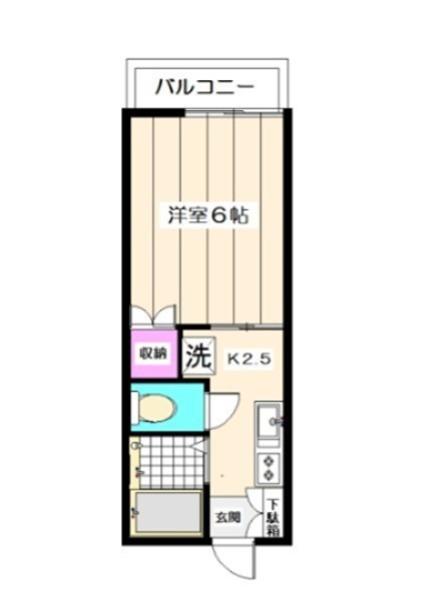 グランデュール白鷺(1K/2階)の間取り写真
