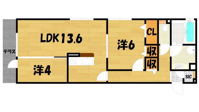 メイプル(2LDK/2階)の間取り写真