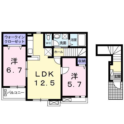 アウローラ(2LDK/2階)の間取り写真