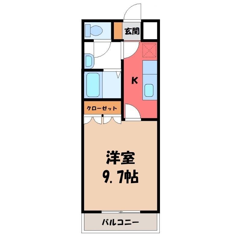 ジャルディニエールA(1K/2階)の間取り写真