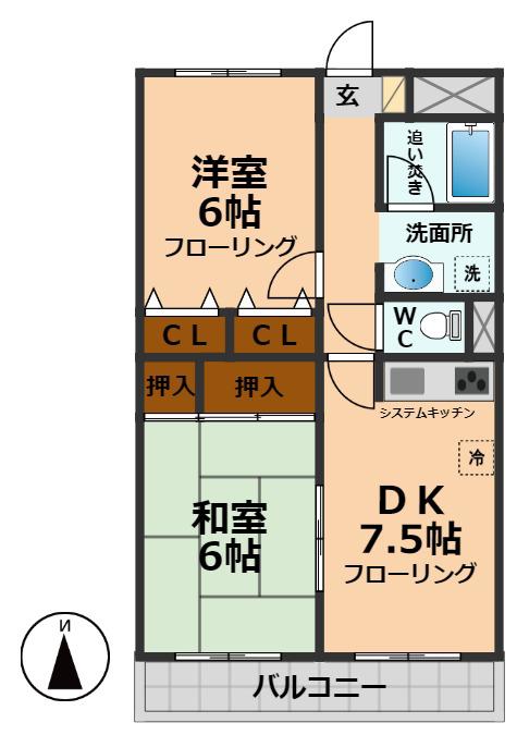 グレース多磨(2DK/2階)の間取り写真