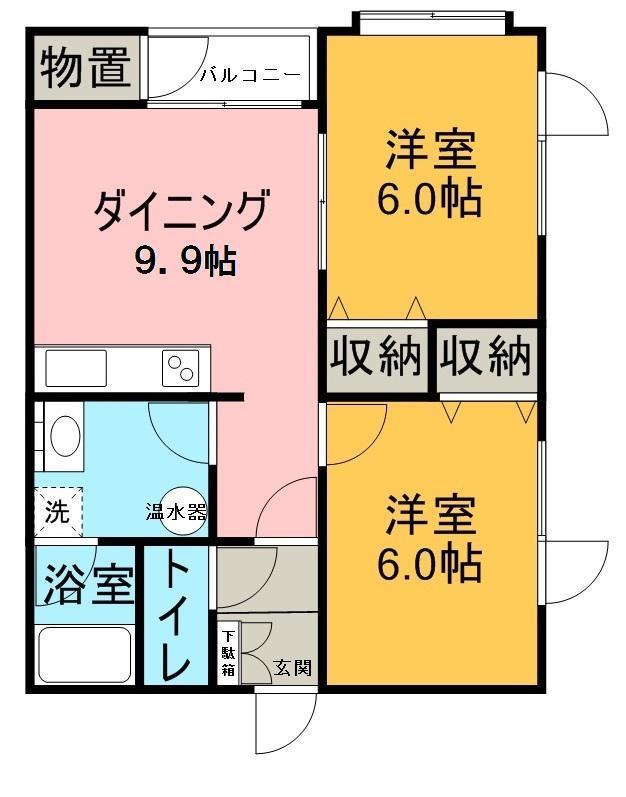ピュアハイツ(2DK/2階)の間取り写真