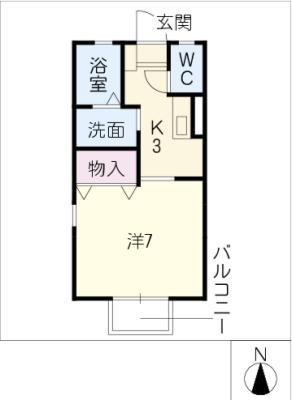 メゾンプリシェール(1K/1階)の間取り写真