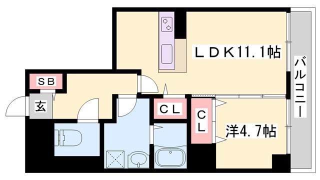パラストKS(1LDK/2階)の間取り写真