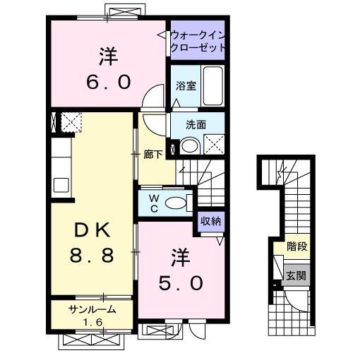 VII.平井・コンドミニアム(2DK/2階)の間取り写真