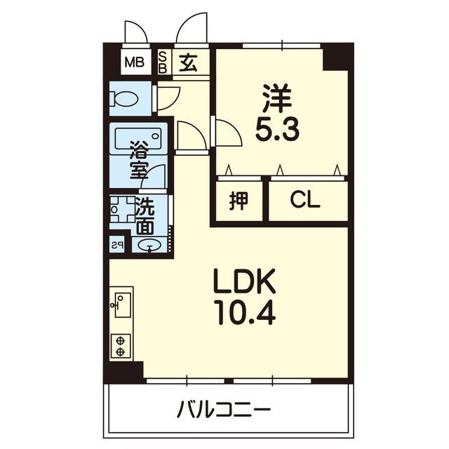 横川ビル杉水(1LDK/4階)の間取り写真
