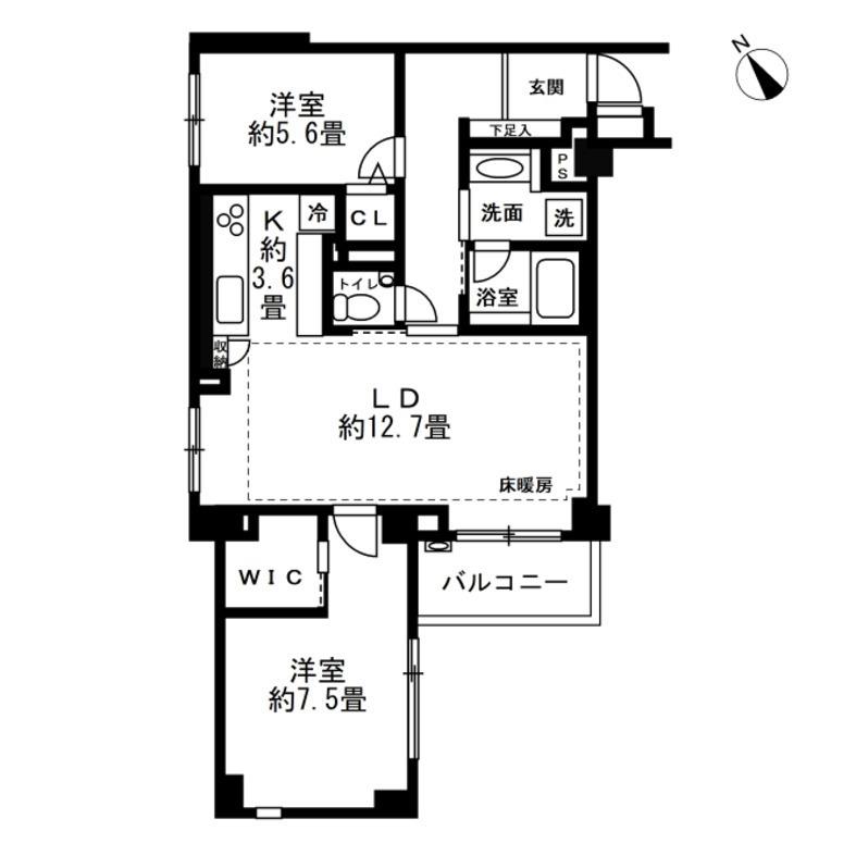 グランドメゾン中目黒THECLASS(1LDK/3階)の間取り写真
