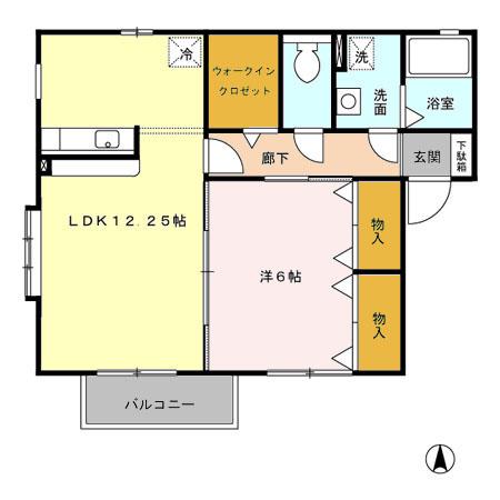 サンモア(1LDK/2階)の間取り写真