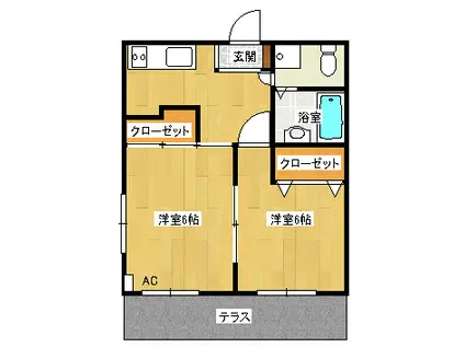 伊藤ハイツ(2K/2階)の間取り写真