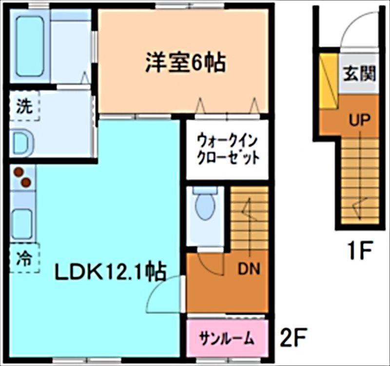 ラフェリオA棟(1LDK/2階)の間取り写真