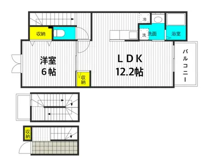 ジェルメ・メゾン(1LDK/3階)の間取り写真