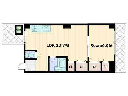 山名ビル(1LDK/3階)の間取り写真