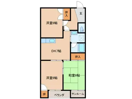 第2ハイツグロリヤ(3DK/3階)の間取り写真