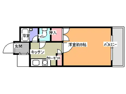 プラネットマスカワI(1K/3階)の間取り写真