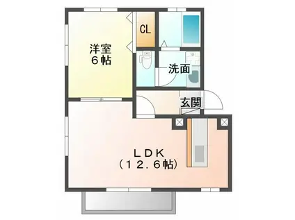 シャトー那由他(1LDK/1階)の間取り写真