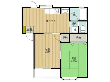 スペースシルキーナ(2DK/1階)の間取り写真