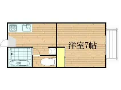 ユースコム B棟(1K/1階)の間取り写真