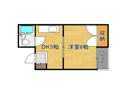 ヴィラオリエント(1DK/4階)の間取り写真