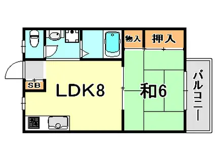 メゾン桜木(1LDK/1階)の間取り写真