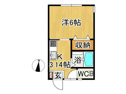 かすみ草(1K/1階)の間取り写真