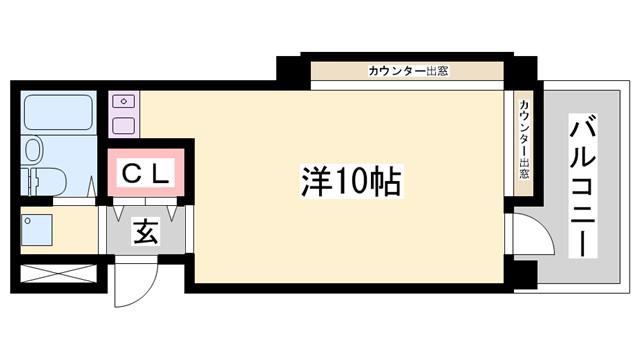 宝殿ヤングパレス(ワンルーム/2階)の間取り写真
