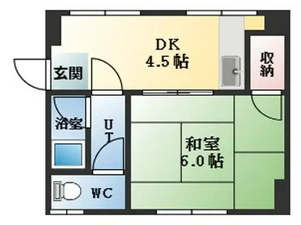 RHYTHM柏原(1DK/2階)の間取り写真