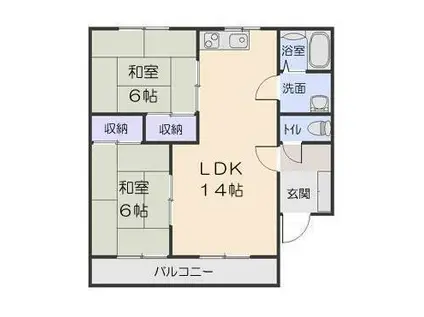 ゴールデンビーチ B(2LDK/2階)の間取り写真