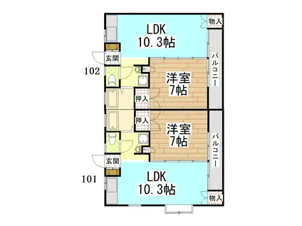 アーバンライフ(1LDK/2階)の間取り写真