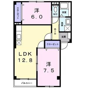 ローズパーク戸ケ崎(2LDK/2階)の間取り写真