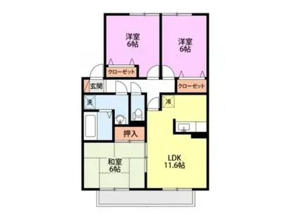 スノーチャイルド C棟(3LDK/1階)の間取り写真