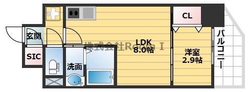 プライムアーバン南森町(1LDK/2階)の間取り写真