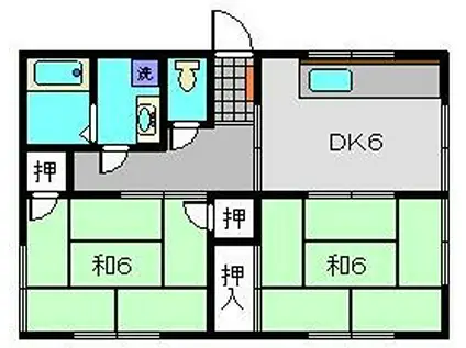 ハイツ横田(2DK/2階)の間取り写真
